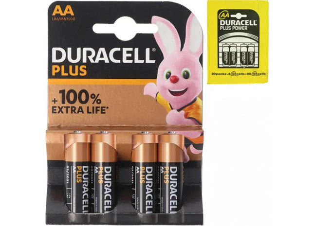 Duracell Plus Alkaline AA Batterien, Mignon 4er-Pack, Langanhaltende Energie TK Gruppe® Grosshandel 
