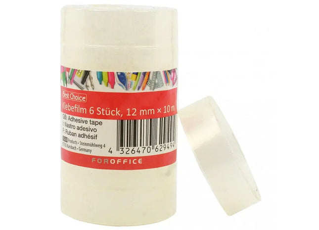 Durchsichtige Klebefolie, 6 Rollen je 10mx12mm TK Gruppe® Grosshandel 