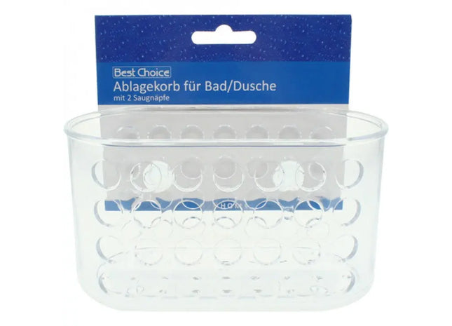 Durchsichtiger Badezimmer-Aufbewahrungskorb, 16x8cm mit 5.5cm Saugnapf TK Gruppe® Grosshandel 