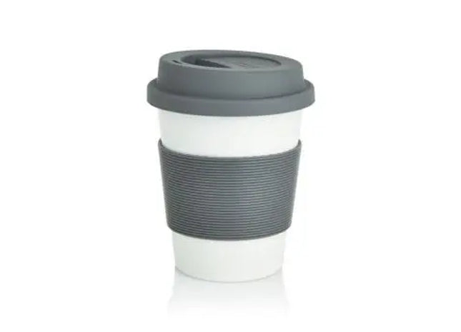 ECO PLA Kaffeebecher in Grau-Weiß – Umweltbewusst genießen TK Gruppe® Grosshandel 