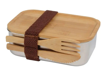 ECO TASTE Brown-Silver Lunchbox - Sustainable, Stylish, Durable Food Storage Option TK Gruppe® Grosshandel 