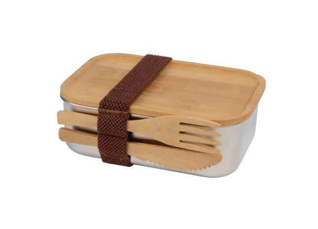 ECO TASTE Brown-Silver Lunchbox - Sustainable, Stylish, Durable Food Storage Option TK Gruppe® Grosshandel 