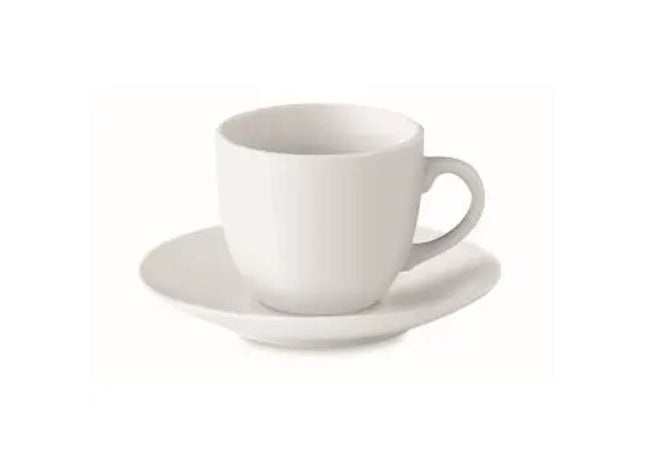 ESPRESSO Set mit Tasse und Untertasse, 80 ml - Puristisch Weiß TK Gruppe® Grosshandel