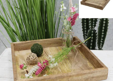 Eckige Mangoholz Dekoschale, ca. 30x30cm - Modernes Wohnaccessoire TK Gruppe® Grosshandel 