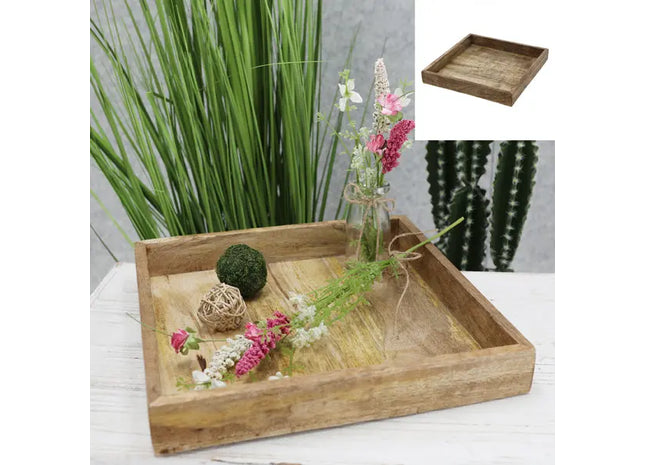 Eckige Mangoholz Dekoschale, ca. 30x30cm - Modernes Wohnaccessoire TK Gruppe® Grosshandel 