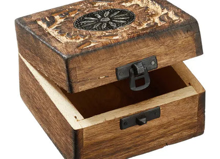 Eckige Mangoholz-Dose mit Verschluss, 10x10cm | Stilvolle Aufbewahrungsbox TK Gruppe® Grosshandel 