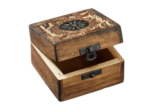 Eckige Mangoholz-Dose mit Verschluss, 10x10cm | Stilvolle Aufbewahrungsbox TK Gruppe® Grosshandel 