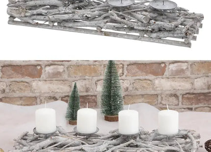 Eckiger Adventsleuchter aus Ästen, ca. 55cm Breit TK Gruppe® Grosshandel 