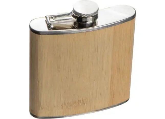 Eco-Chic Flachmann mit Bambusummantelung in Beige – Naturverbunden TK Gruppe® Grosshandel 