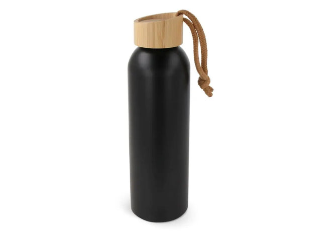 Eco-Chic Wasserflasche 600 ml mit Bambusdeckel - Tiefschwarz TK Gruppe® Grosshandel 