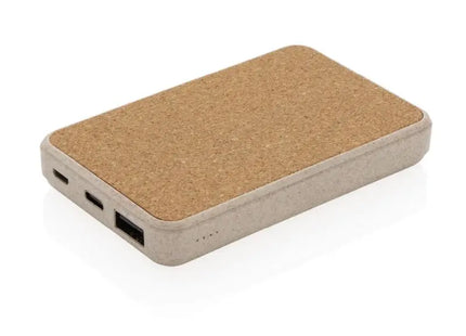 Eco-Friendly 5.000 mAh Powerbank, Kork & Weizen, Taschenformat, Khaki TK Gruppe® Grosshandel 