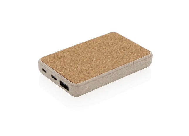Eco-Friendly 5.000 mAh Powerbank, Kork & Weizen, Taschenformat, Khaki TK Gruppe® Grosshandel 