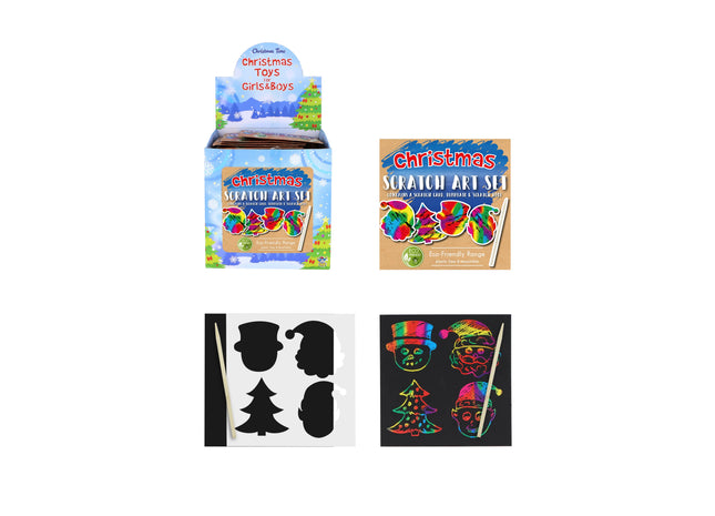 Eco Mini Magic Color Kratzset - Weihnachtsdesign, 8,5x8,5 cm, Kreativset TK Gruppe® Grosshandel 