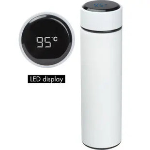 Edelstahl-Trinkflasche mit LED-Temperaturanzeige, 450 ml - Reinweiß TK Gruppe® Grosshandel 
