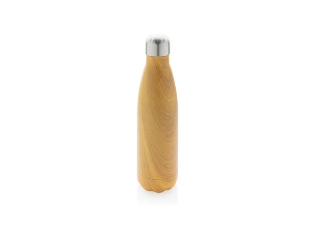 Edelstahl Vakuumflasche 500 ml, Holzoptik-Gelb TK Gruppe® Grosshandel 