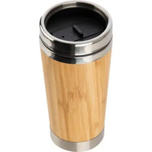 Edelstahlbecher mit Bambusummantelung 400ml - Natürlich Beige TK Gruppe® Grosshandel 