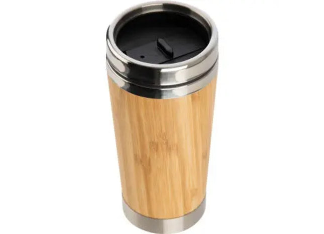 Edelstahlbecher mit Bambusummantelung 400ml - Natürlich Beige TK Gruppe® Grosshandel 