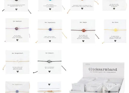 Edelstein-Armbänder, 10er Set auf Präsentationskarte - Stilvolle Schmuckkollektion TK Gruppe® Grosshandel 