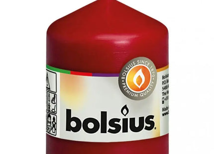 Edle Bordeauxrote Säulenkerze, 80mm Höhe x 58mm Durchmesser - Stilvolles Wohnaccessoire TK Gruppe® Grosshandel 