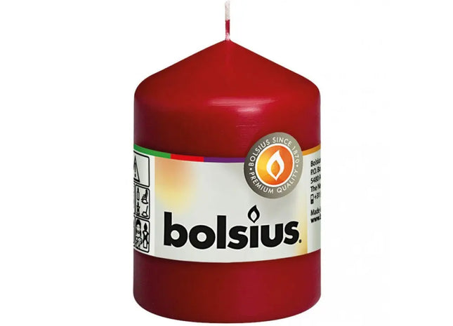 Edle Bordeauxrote Säulenkerze, 80mm Höhe x 58mm Durchmesser - Stilvolles Wohnaccessoire TK Gruppe® Grosshandel 