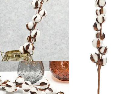 Edler Baumwollzweig mit 10 Blütenköpfen, ca. 68 cm - Dekorativer Naturzweig TK Gruppe® Grosshandel 