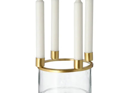 Edler Goldener Glas-Kerzenhalter - Durchmesser 15cm, Höhe 12cm TK Gruppe® Grosshandel 