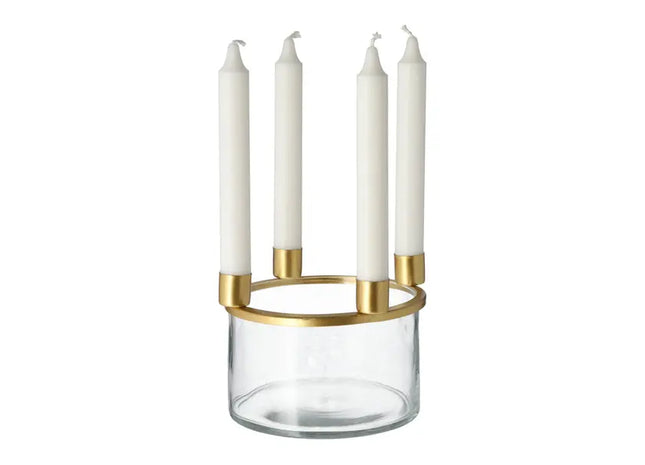 Edler Goldener Glas-Kerzenhalter - Durchmesser 15cm, Höhe 12cm TK Gruppe® Grosshandel 