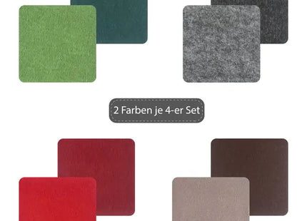 Einfarbige Filz-Untersetzer, 4er Set, 10cm x 10cm | Robuster Schutz für Oberflächen TK Gruppe® Grosshandel 