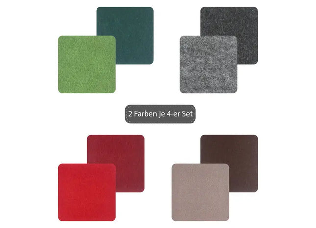 Einfarbige Filz-Untersetzer, 4er Set, 10cm x 10cm | Robuster Schutz für Oberflächen TK Gruppe® Grosshandel 