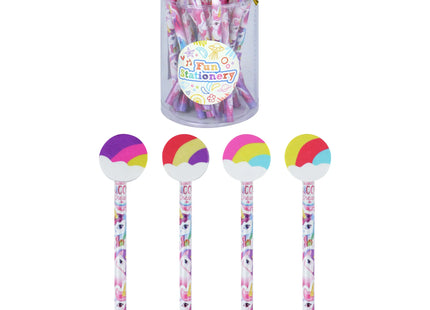 Einhorn-Bleistift mit Radiergummi, zauberhaftes Regenbogen-Design, ideal für Schule und Hobby TK Gruppe® Grosshandel 
