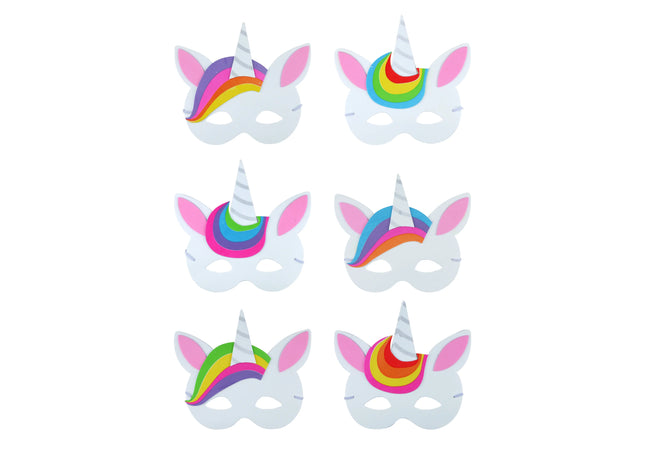 Einhorn Eva-Masken für Kinder – 6 Sorten, Bunt & Spaß, Ideal für Partys TK Gruppe® Grosshandel 