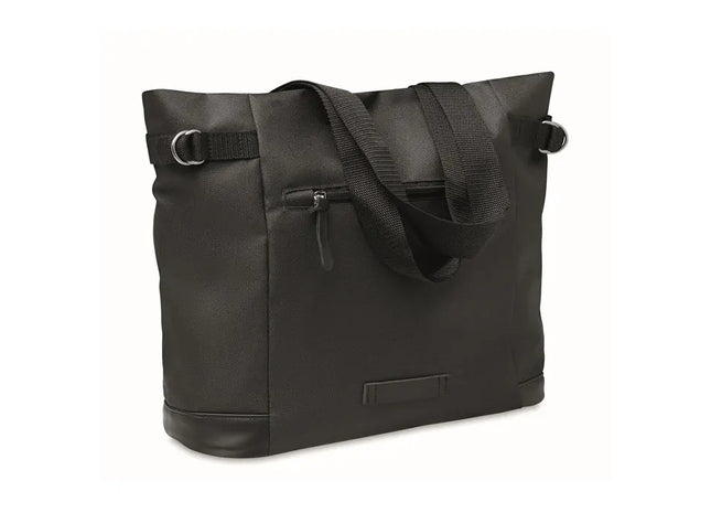 Einkaufstasche 600D RPET DAEGU BAG - Schwarz Umweltfreundliche Tragetasche aus recyceltem Material TK Gruppe® Grosshandel 