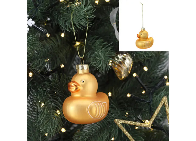 Einzigartiger Christbaumschmuck: Goldene Glitzerente aus Glas, 7,5cm – Festliche Dekoration TK Gruppe® Grosshandel 
