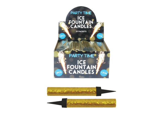 Eisgoldener Brunnen, 12 cm, glitzernd mit Spitze für Partys und Veranstaltungen TK Gruppe® Grosshandel 