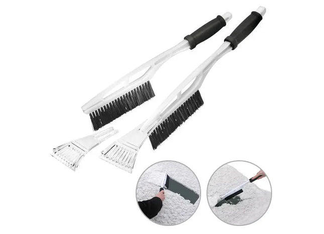 Eiskratzer mit Handbesen (Softgriff) - Weiß-Schwarz - Multifunktionaler Schneekratzer für Autos TK Gruppe® Grosshandel 