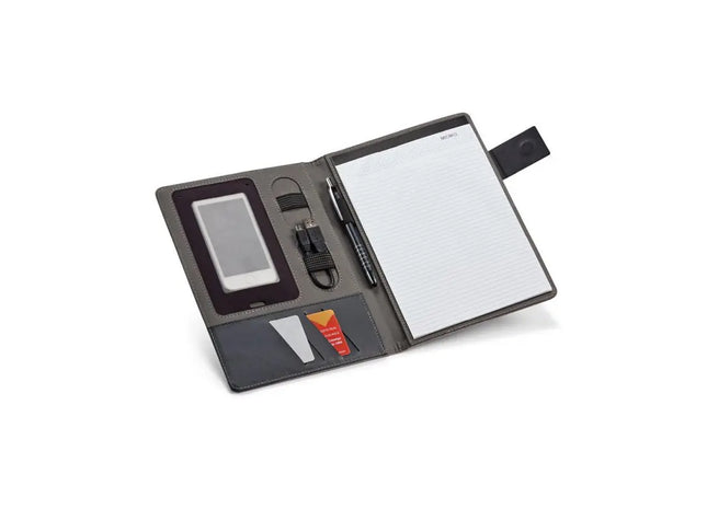 Elegante A5 PU & Leinenimitat Schreibmappe - Hellgrauer Liniert Schreibblock TK Gruppe® Grosshandel 