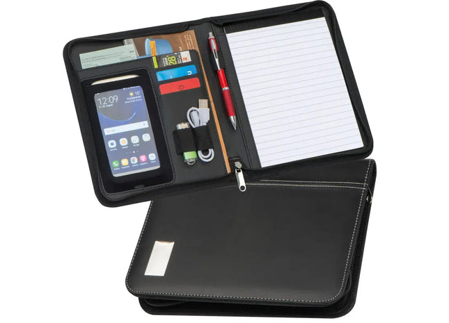 Elegante A5 Schreibmappe aus Kunstleder - stilvoll und praktisch in Schwarz TK Gruppe® Grosshandel 