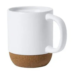 Elegante Bokun Keramiktasse 420 ml - Weiß Mit Naturkorkboden Stilvoller und umweltfreundlicher Genuss TK Gruppe® Grosshandel 
