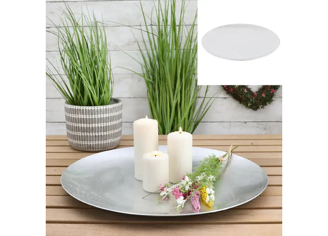Elegante Deko-Teller in Silber, Rund, Durchmesser ca. 47 cm – Stilvolles Wohnaccessoire TK Gruppe® Grosshandel 