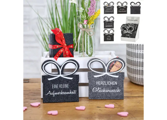 Elegante Filz-Geschenktaschen für Gutscheinkarten, 4er-Set, Kartenhüllen TK Gruppe® Grosshandel 