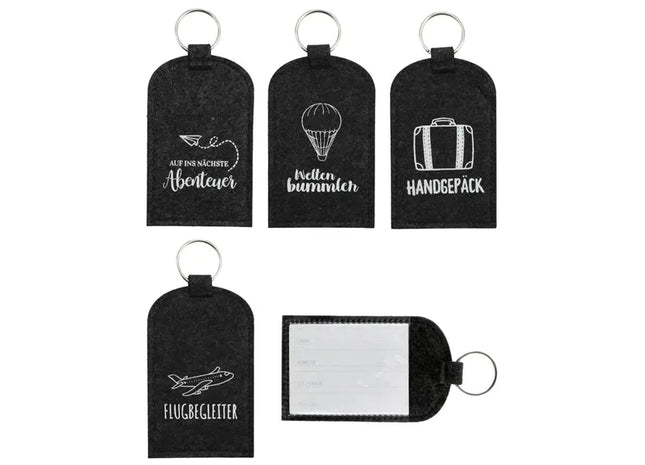 Elegante Filz-Kofferanhänger – ca. 7x12cm, Anthrazit, 4er Set – Robuste Reiseaccessoires TK Gruppe® Grosshandel 