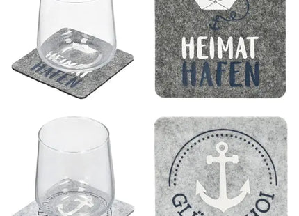 Elegante Filz-Untersetzer - AHOI Design, 4er Set | Stilvolle Filz-Glasuntersetzer, Schutzmatten TK Gruppe® Grosshandel 