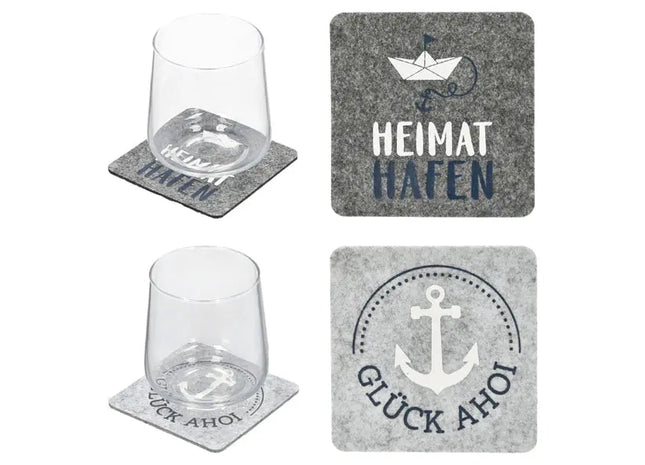 Elegante Filz-Untersetzer - AHOI Design, 4er Set | Stilvolle Filz-Glasuntersetzer, Schutzmatten TK Gruppe® Grosshandel 
