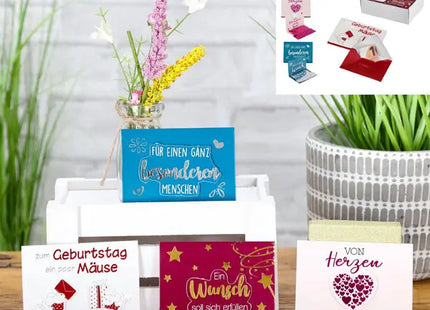 Elegante Geldgeschenk Karte mit Magnetverschluss – 4er Set, ca. 10x7cm, Stilvolle Geldverpackung TK Gruppe® Grosshandel 