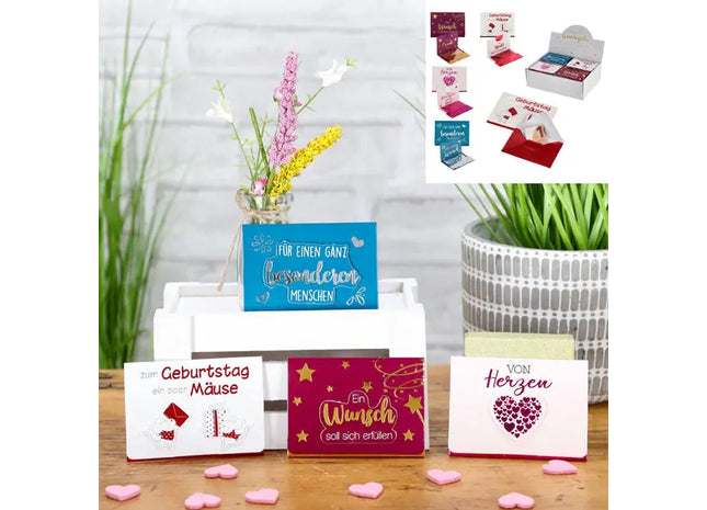 Elegante Geldgeschenk Karte mit Magnetverschluss – 4er Set, ca. 10x7cm, Stilvolle Geldverpackung TK Gruppe® Grosshandel 