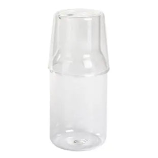 Elegante Glas-Karaffe mit Trinkglas CALMY - Transparente, multifunktionale Wasserkaraffe TK Gruppe® Grosshandel 