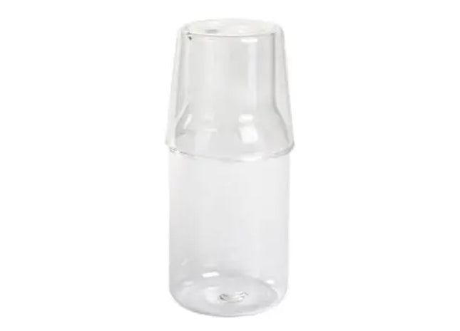 Elegante Glas-Karaffe mit Trinkglas CALMY - Transparente, multifunktionale Wasserkaraffe TK Gruppe® Grosshandel 