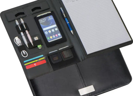 Elegante Schreibmappe Lederfaserstoff im A4-Format - stilvoll und praktisch in Schwarz TK Gruppe® Grosshandel 