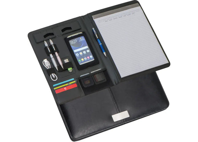 Elegante Schreibmappe Lederfaserstoff im A4-Format - stilvoll und praktisch in Schwarz TK Gruppe® Grosshandel 