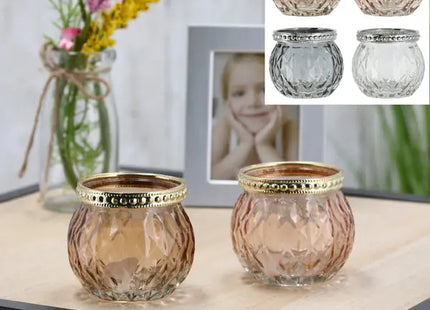 Elegante Teelichthalter 4er-Set, Kerzenhalter 6,5x6,5cm, Dekorative Kerzenständer für gemütliches Ambiente TK Gruppe® Grosshandel 